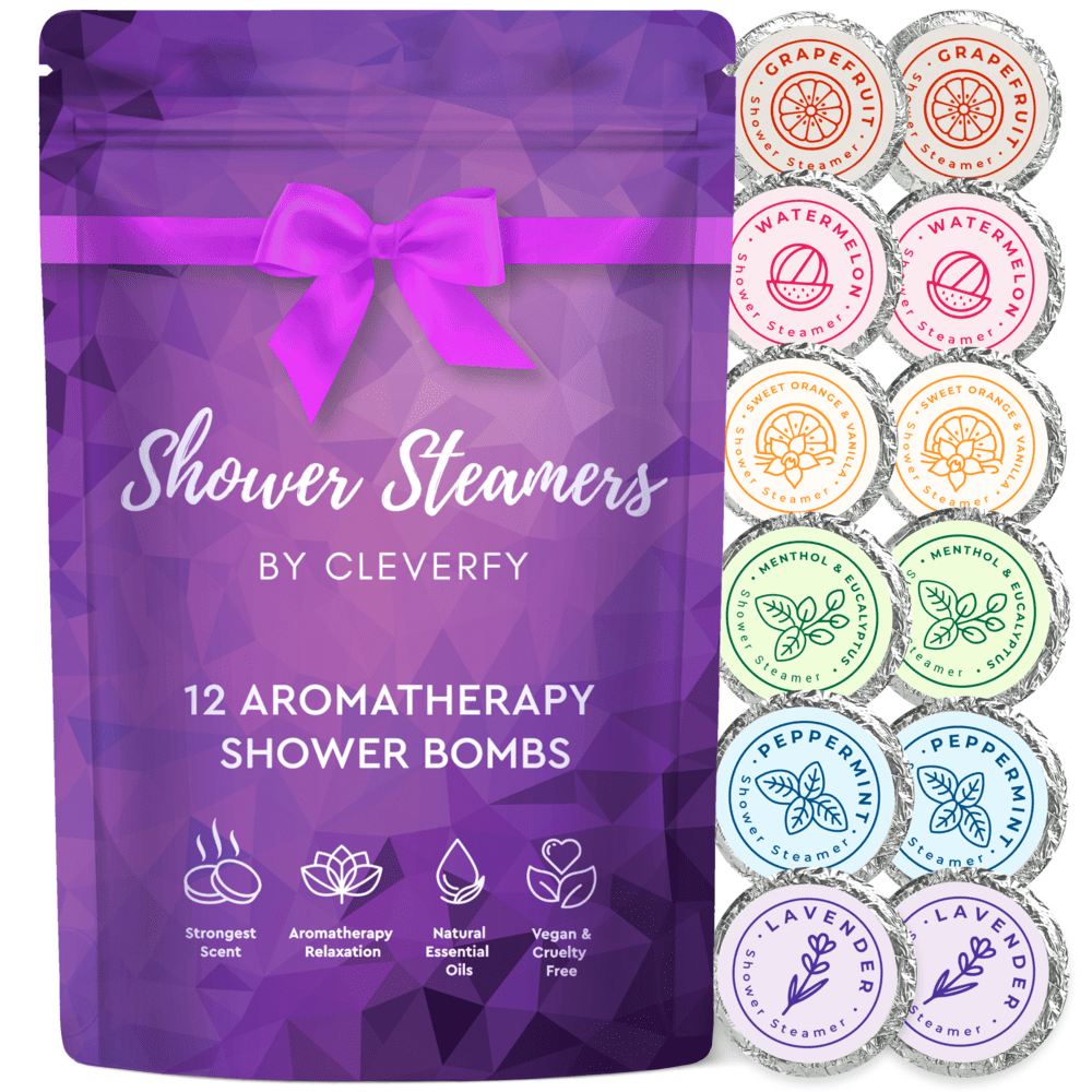 Cleverfy Shower Steamers Aromatherapy. Purple Self Care Set of 12
