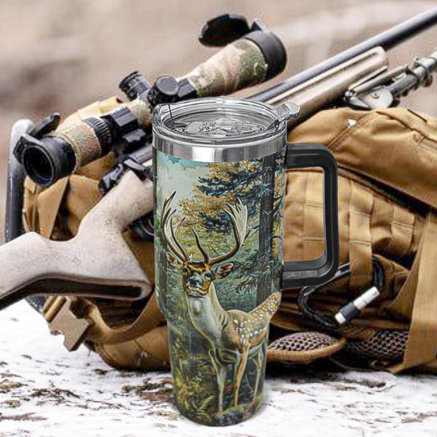 Onebttl 20oz Stainless Steel Insulated Tumbler With Lid - Hunting Themed Gift For Men, Keeps Drinks Hot/Cold