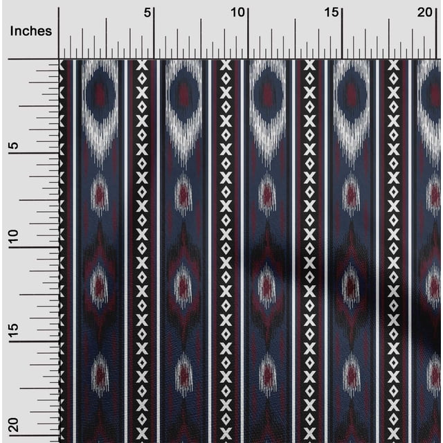 oneOone Polyester Lycra Fabric Stripe & Geometric Ikat Print Fabric BTY 56 Inch Wide
