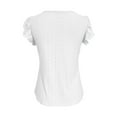 thumbnail image 4 of AKOEE Button Up Eyelet Shirts for Women Summer Ruffle Short Sleeve V Neck Blouses Dressy Casual Tops (XL, White), 4 of 5