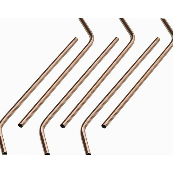 - Reusable Set of 6 - Bent Pure Copper Straight Drinking Straws With CLEANING BRUSH