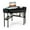 Black, variant on Giantex  Corner Writing  Desk, 90 Degrees Triangle Desk w/Storage Shelves & Metal Frame, Makeup Vanity Table,for Small Spaces, White