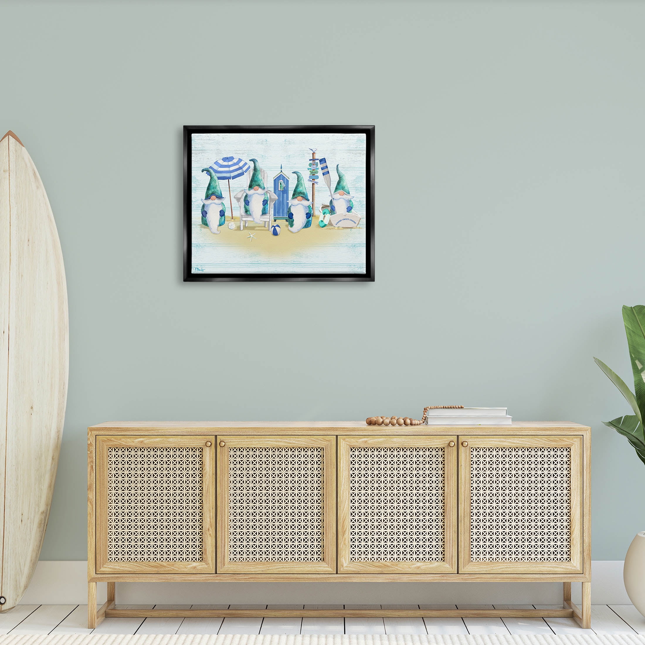 Gnome Family Nautical Scene Fairy Tales & Fantasy Graphic Art Jet Black Framed Art Print Wall Art