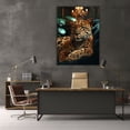thumbnail image 5 of Mudket Leopard on Black Leather Sofa Canvas Wall Art, Luxury Leopard Print Decor Framed Ready to Hang for Living Room Man Cave - 12"L x 8"W, 5 of 10