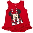 thumbnail image 2 of Disney Minnie Mouse Little Girls Tank Top French Terry Shorts and Scrunchie 3 Piece Outfit Set Infant to Big Kid, 2 of 5
