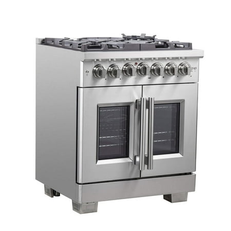 Forno Appliances - Capriasca 4.32 Cu. Ft. Freestanding Dual Fuel Range with French Doors and Convection Oven - Stainless Steel