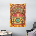 thumbnail image 1 of 70s Party Tapestry, Hippie Vintage Mini Van Ornamental Backdrop with Peace Sign Artwork, Wall Hanging for Bedroom Living Room Dorm Decor, 40W X 60L Inches, Coral Orange Turquoise, by Ambesonne, 1 of 2