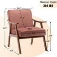 thumbnail image 3 of PORKISS Accent Chair, Mid-Century Modern Velvet Fabric Arm Chair with Wood Frame, Upholstered Armchair Comfort Reading Chair Lounge Chair for Living Room Bedroom Sunroom, Pink, 3 of 10