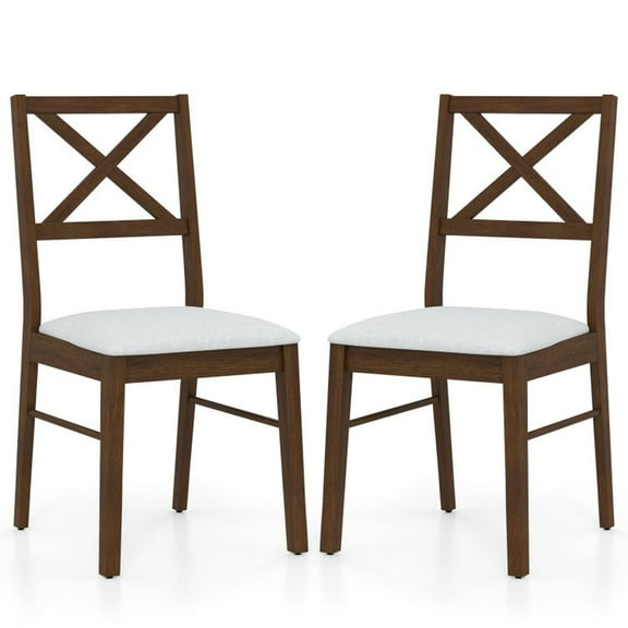 Topcobe Upholstered Side Dining Chairs Set of 2 with Rubber Wood Frame, Modern Furniture for Living Room, Balcony-Brown