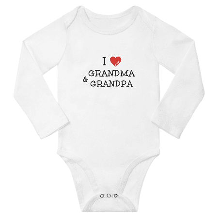 

I Love My Grandma & Grandpa Cute Baby Long Sleeve Romper Boy Girl Unisex (White 12-18M)
