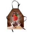 thumbnail image 1 of Fruit Apron, Strawberries Chocolate and Milk Design Drink Ingredients on Brown Ombre Background, Unisex Kitchen Bib with Adjustable Neck for Cooking Gardening, Adult Size, Multicolor, by Ambesonne, 1 of 4