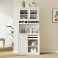thumbnail image 4 of Harper & Bright Designs Farmhouse Freestanding Buffet with Hutch, Tall Kitchen Pantry Storage Cabinet with Wine Rack and Adjustable Shelves for Dining Room, White, 4 of 20