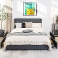 thumbnail image 3 of Gymax Queen Upholstered Bed Frame with 4 Storage Drawers Headboard Dark Grey, 3 of 8
