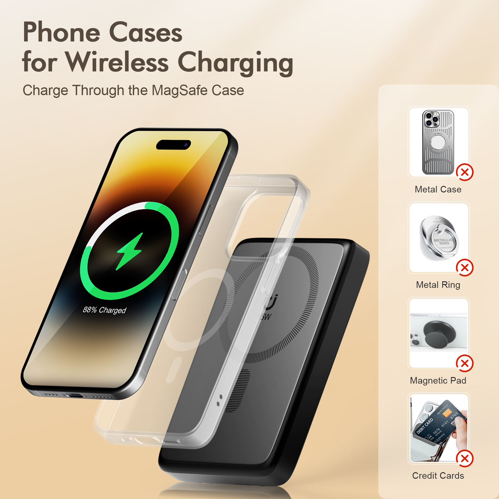 Portable Charger,10000mAh Wireless Power Bank with 22.5W Fast Charging Built-in USB-C Cable and Adjustable Stand, LED Display Battery Pack Compatible with iPhone 17 16 15 14 13 12 Andriod, Black