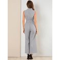 thumbnail image 4 of DARING DIVA Women's Wide Leg Jumpsuit Sleeveless Collared Tie Waist Coverall S Light Grey, 4 of 5