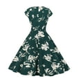 thumbnail image 3 of Patlollav Summer Dresses for Womens Beach Floral Print Short Sleeve Swing Dress, 3 of 5