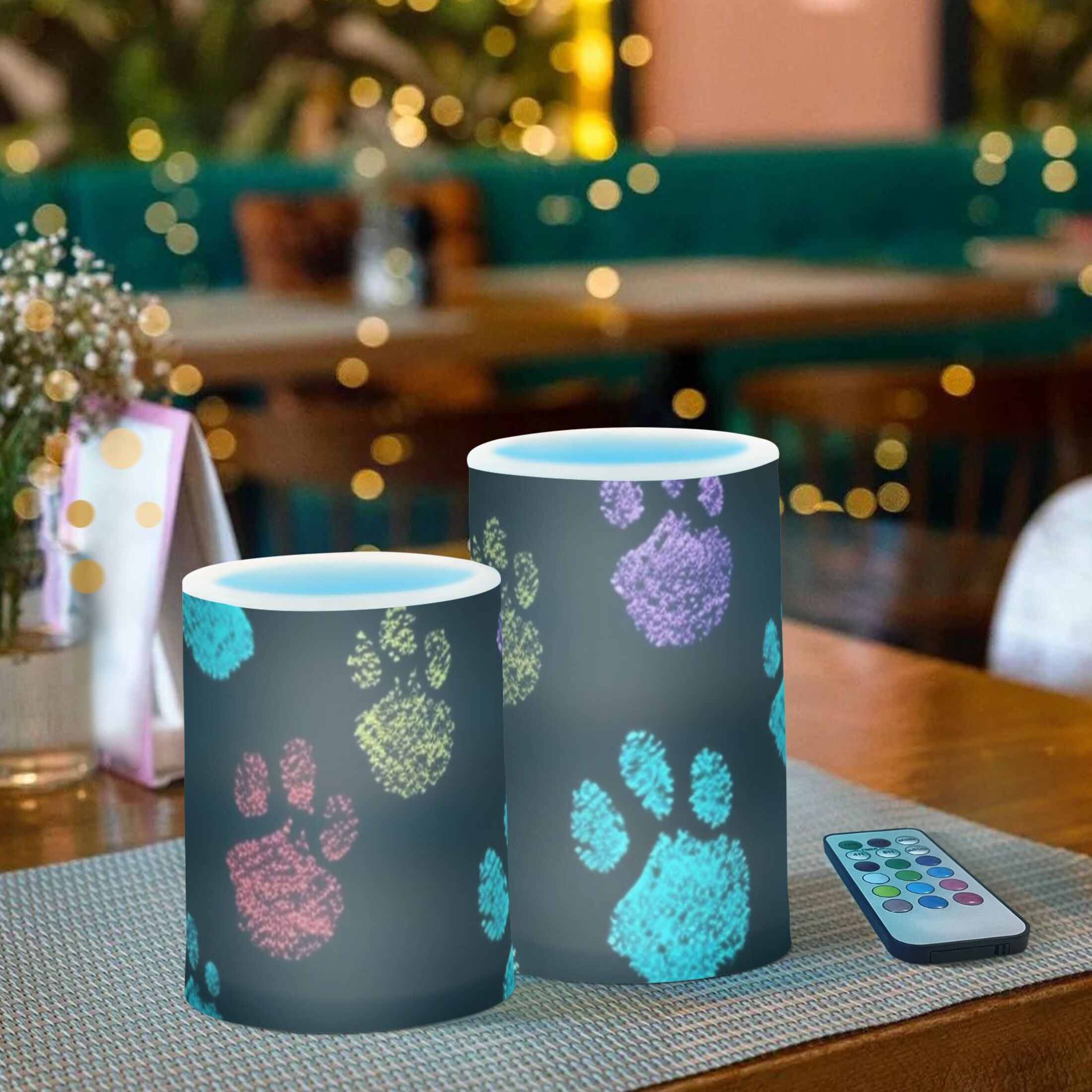 Dog Paws Or Claws Flameless Candles&nbsp;LED Lights Battery Operated Candles with Remote and Timers Flicker Lights Votive Set of 2