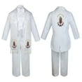 thumbnail image 3 of Baby Boy Teen Baptism Formal White Tail Suit Silver Gold Maria on Stole & Back Sm-20, 3 of 4
