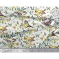 thumbnail image 3 of Soimoi Yellow Poly Georgette Fabric Insect,Floral & American Robin Bird Printed Fabric 1 Yard 52 Inch Wide, 3 of 3