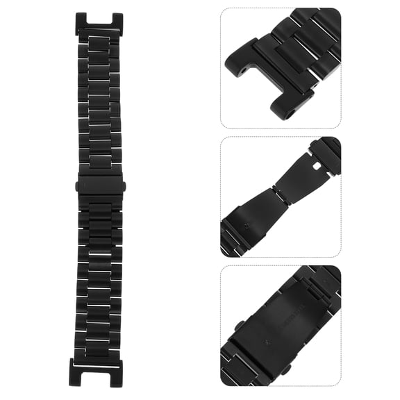 PAMINGONO 1Pcs Watch Bracelet Band Watchband Black Stainless Steel for Daily and Work