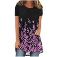 thumbnail image 2 of Fiudx Ofertas Flash Del Día Solo En Línea Top de Cuello Redondo de Manga Corta Raglán Largo con Espalda Corta y Estampado Informal para Mujer, 2 of 5