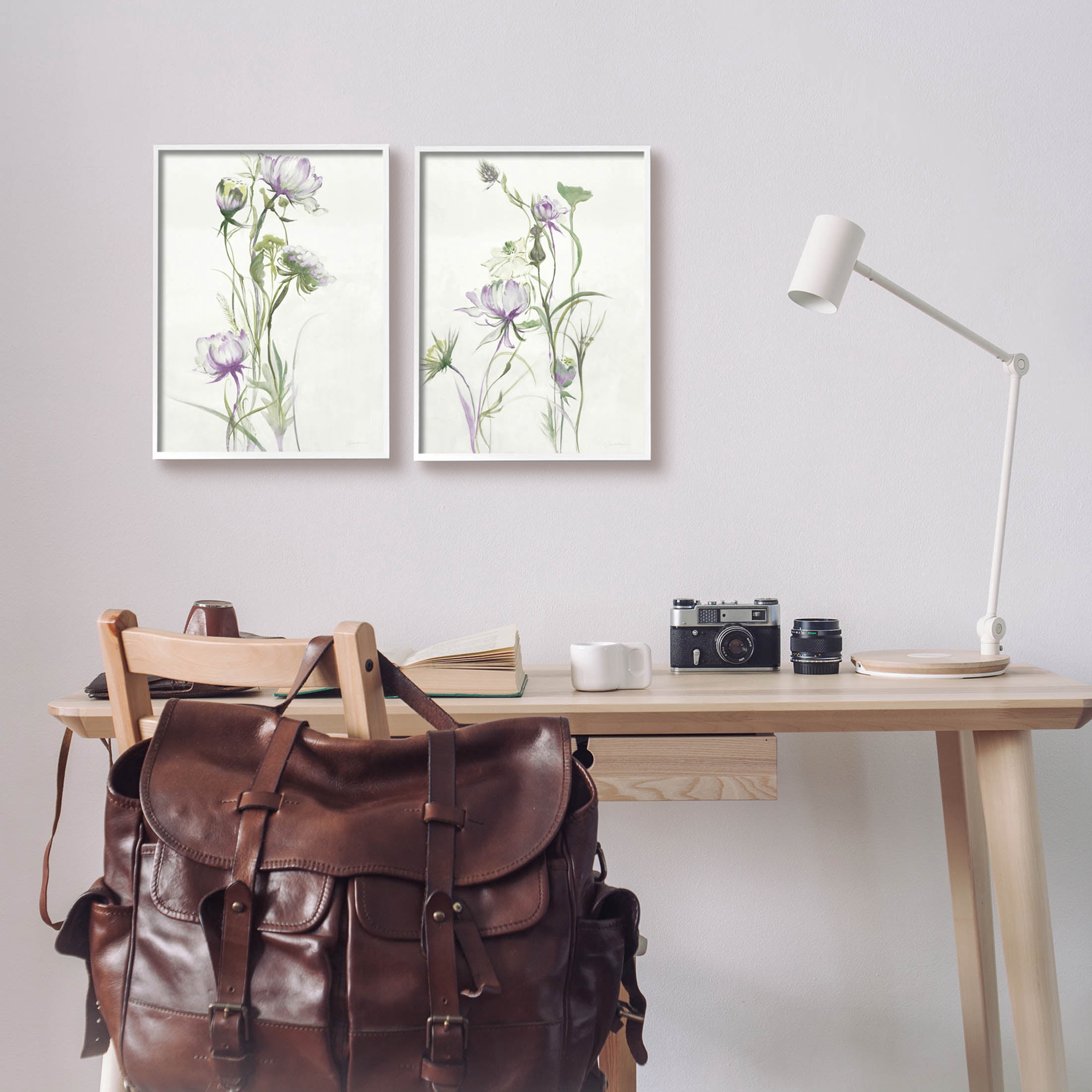 Stupell Industries Traditional Flower Stem Blossoms Graphic Art White Framed Art Print Wall Art, Set of 2, Design by Liz Jardine