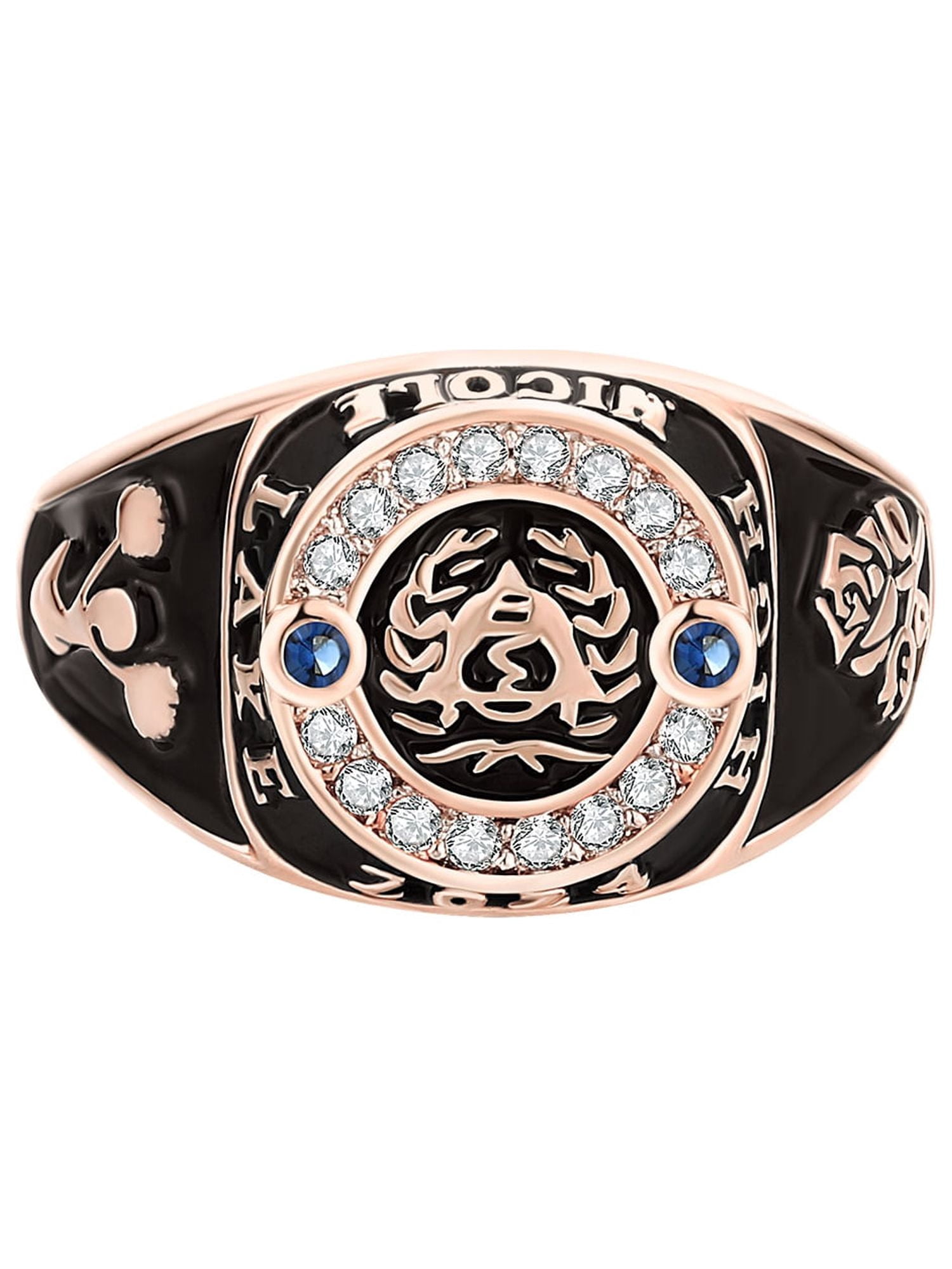 Order Now for 2025 Graduation, Freestyle Women's CZ Multiple Graphics Birthstone Class Ring, Personalized, High School or College