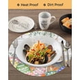 thumbnail image 3 of 13 Inch Round Placemats Set of 6, Easter Bunny Non Slip Heat Insulation PP Table Mats, Colorful Easter Eggs Eucalyptus Grey Wooden Washable Place Mats for Kitchen Dining Party Table Decor, 3 of 7