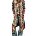 thumbnail image 2 of symoid Womens Trench Coats & Jackets- Multicolor Printed Hooded Long Sleeve trench Coat Long Sleeves Long Coat Red L, 2 of 7