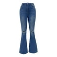 thumbnail image 3 of Daznico Tummy Control Bootcut Jeans,Women's Fashion Ripped Micro Cut High Waisted Solid Color Denim Pants,Classic Waisted Flare Jeans Pant(Size:S), 3 of 9