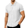 thumbnail image 2 of FRSASU Men's Knit Polo Shirt Vintage Button Down Shirt Short Sleeve Summer Beach Hawaiian Shirts White, 2 of 8