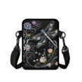 thumbnail image 2 of FUIALDOLG Dragonfly Floral Crossbody Shoulder Bag, Polyester Zipper Purse for Women Girls, Adjustable Crossbody Cell Phone Bag for Travel Sport, 2 of 7
