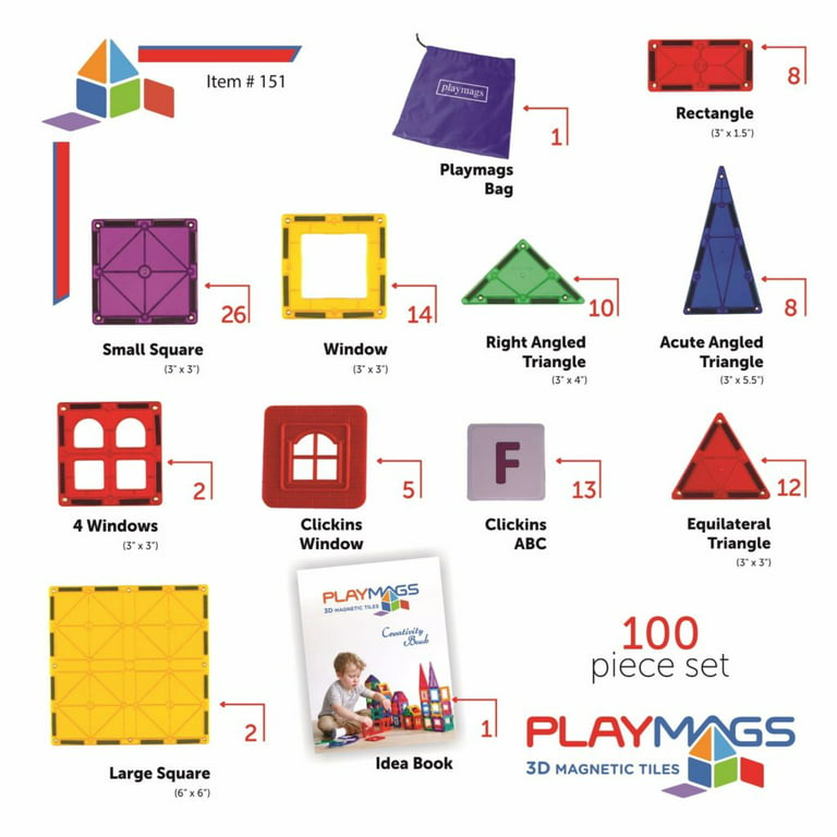Playmags-100 pièces, Playmags, Blocs de construction