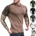 thumbnail image 5 of MIUOWANP Men's Fashionable Vintage Shirts Men's Fitness Suit Round Neck Pullover Color Blocked Top Short Sleeved Top Short Sleeved Round Neck Top/shirt Set, 5 of 5