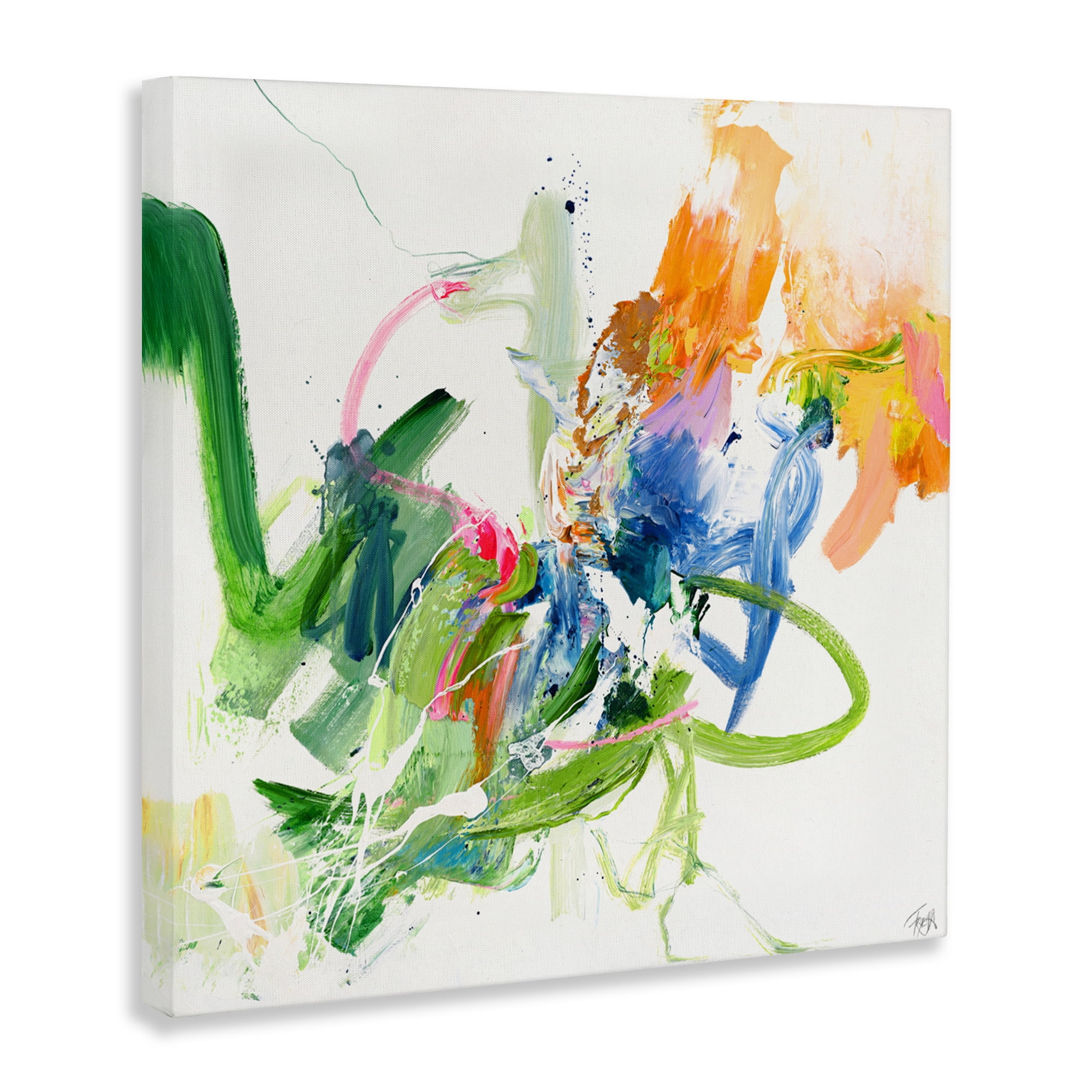 Confident Green Abstraction Canvas Wall Art, design by Design Fabrikken