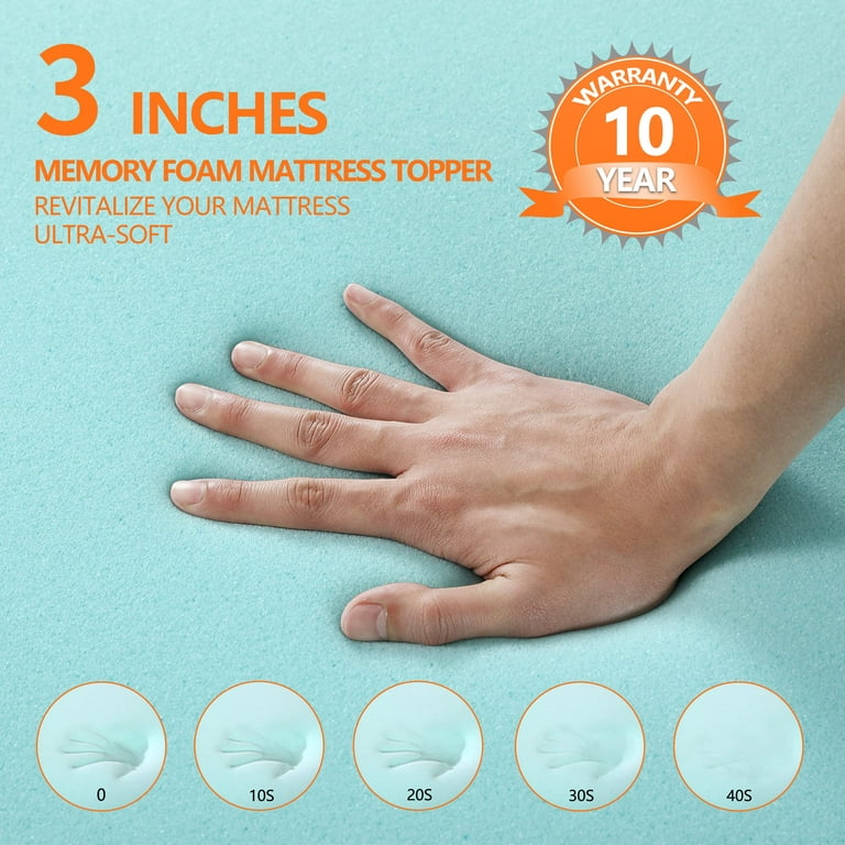 3 Inch Gel Memory Foam Mattress Topper Queen Size, Mattress Pad Cover for  Pressure Relief, Bed Topper with Removable Rayon Made from Bamboo  Cover，Soft