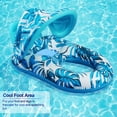 thumbnail image 6 of Blue Leaf - Patterned Inflatable Pool Float with Canopy – 2 - in - 1 Lounge Chair & Shade, Summer Water Fun, 6 of 7