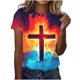 thumbnail image 1 of Tops de Ajuste Suelto para las Mujeres Sudadera Casual Impresa Manga Corta Cuello Redondo Superior, Poliéster, 1 of 5
