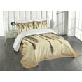 thumbnail image 3 of Ambesonne Tribal Quilted Bedspread Set 3 Pcs, Bohemian Feathers, Queen Size, Brown, 3 of 5