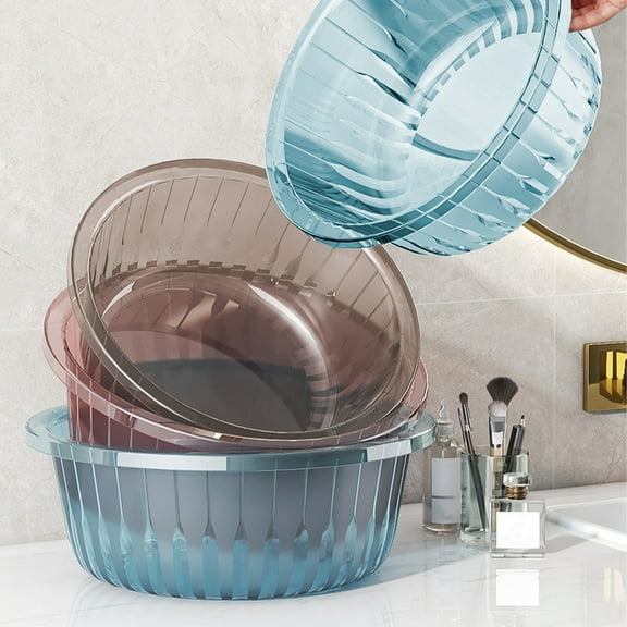 Kcavykas Round Plastic Wash Basin, Tackable Wash Tub for Camping Kitchen, Foot Soak & Laundry Hand Wash Bucket Birthday Gift