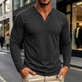 thumbnail image 2 of SUYIDA Men's Solid Color Button Top, Long Sleeve Casual Tee, Everyday Wear Comfortable Shirt, 2 of 6