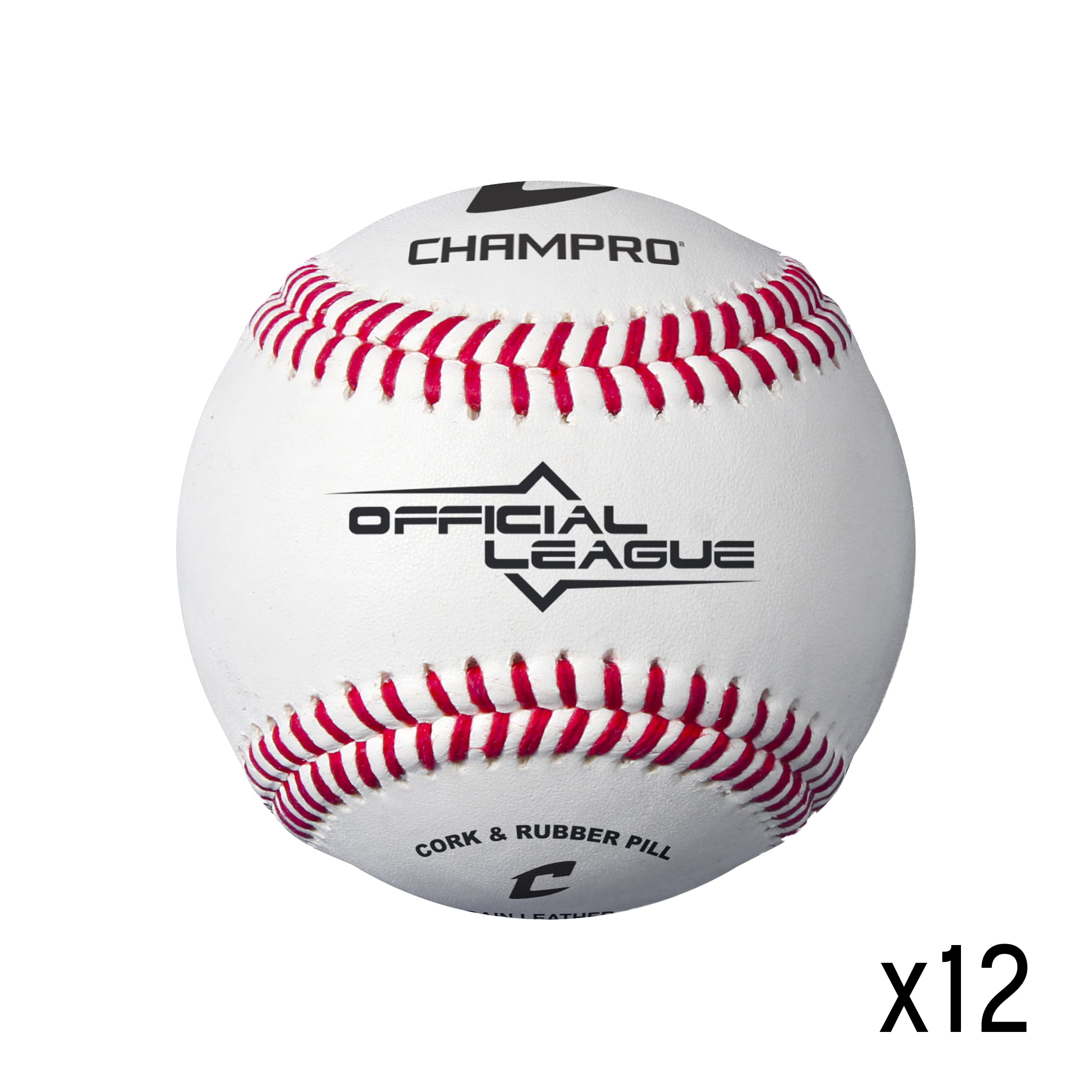 Champro Sports Youth League Baseballs with Leather Cover, Cosmetic Blem, 12 Pack