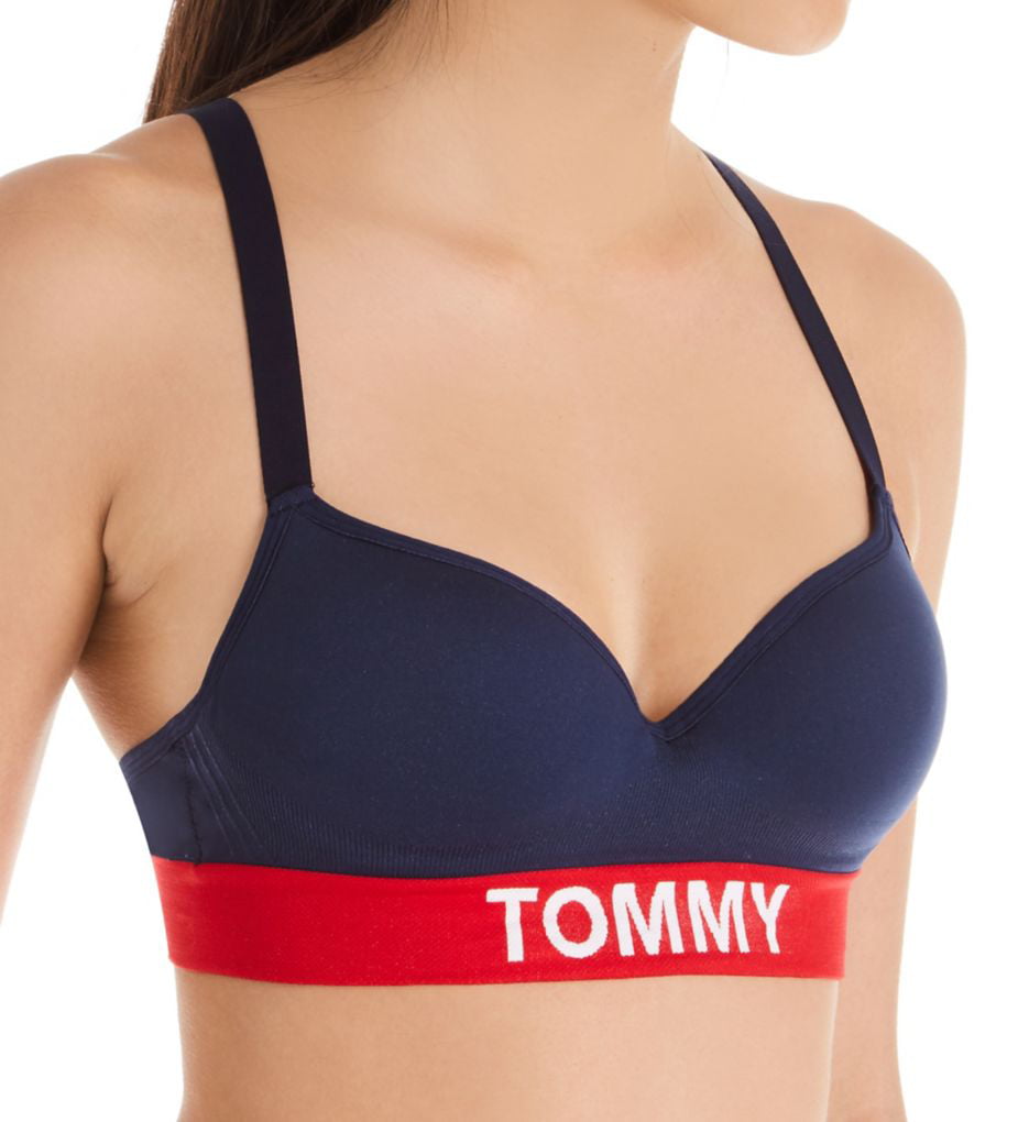 partner Forudsige indre Women's Tommy Hilfiger R70T156 Seamless Iconic Lightly Lined Bralette (Navy  Blazer/Apple Red M) - Walmart.com