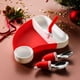 thumbnail image 5 of 1 juego de platos de silicona con forma de gorro de Papá Noel para niños pequeños con tenedor y cuchara. Plato de cena dividido., 5 of 8