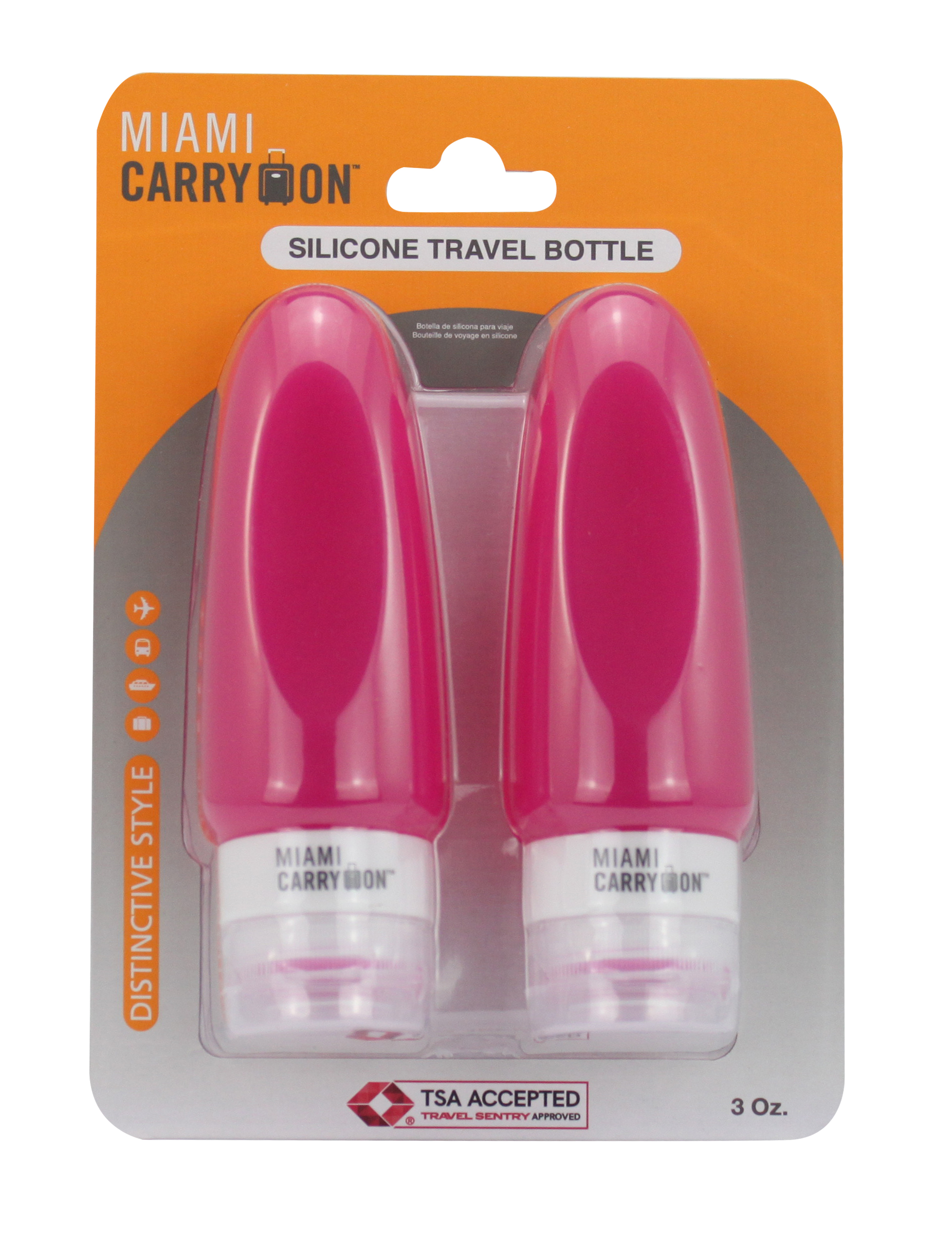 Miami CarryOn TSA Approved Food Grade Silicone Travel Bottle Pair, FDA Approved
