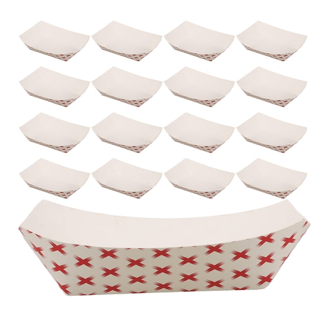 50 bandejas de papel Kraft para alimentos, barcos desechables para perros calientes, diseño abierto para alitas de pollo a la barbacoa y aperitivos, ideales para fiestas y Oktoberfest