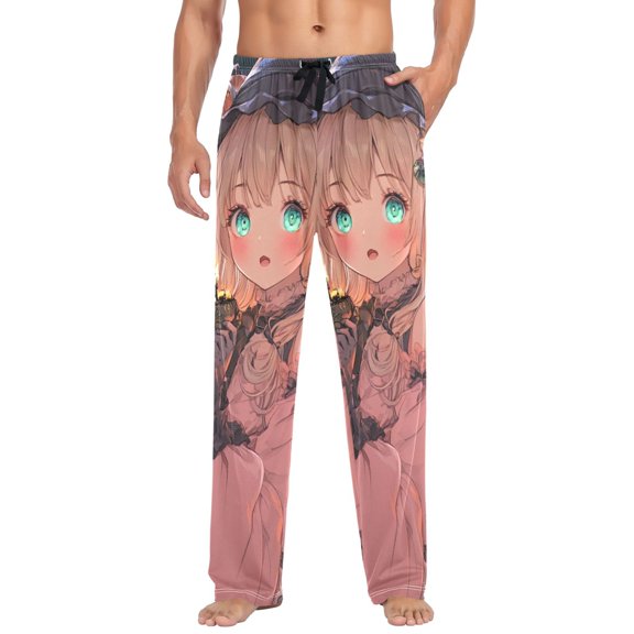 Cute Witch for Halloween Mens Cotton Pajama Pant Sleep and Lounge Bottons with Pockets