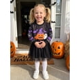 thumbnail image 4 of RUINIXCW Toddler Baby Girl Halloween Tutu Dress Outfit Kids Little Girl Fall Winter Dress Pumpkin Ghost Bat Print Long Sleeve Patchwork Tulle Dress, 4 of 9