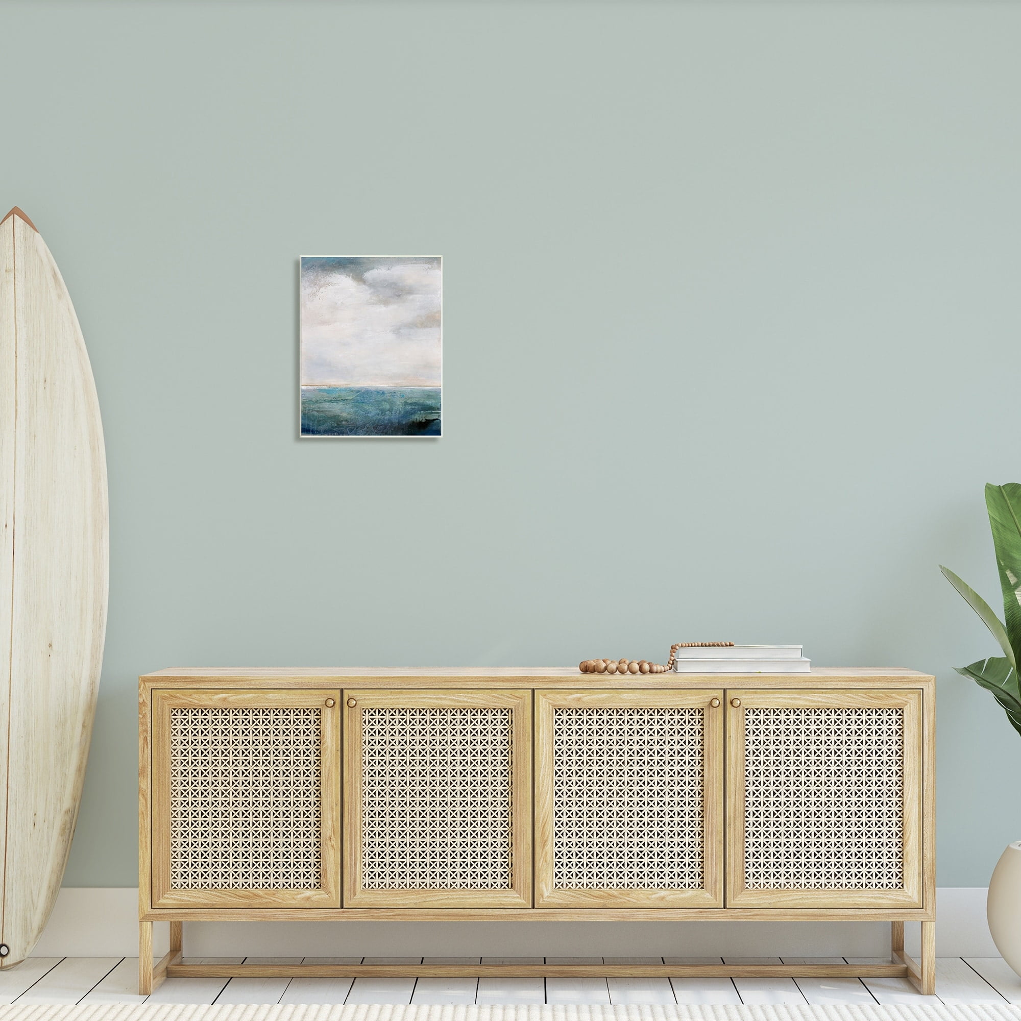 Stupell Industries Abstract Ocean Horizon Line Nautical Water Cloudy Sky, 13 x 19,Design by Karen Hale