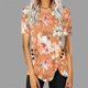 thumbnail image 2 of Blusas de Manga Corta para las Mujeres Botón Impreso Cuello Redondo Top Casual, Blusas para las Mujeres Casual, 2 of 5